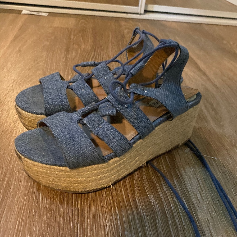 Steve Madden Platform Espadrilles Denim Sandals